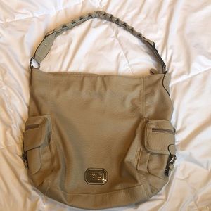 Tan Rosetti Tote Bag with Braided Handle